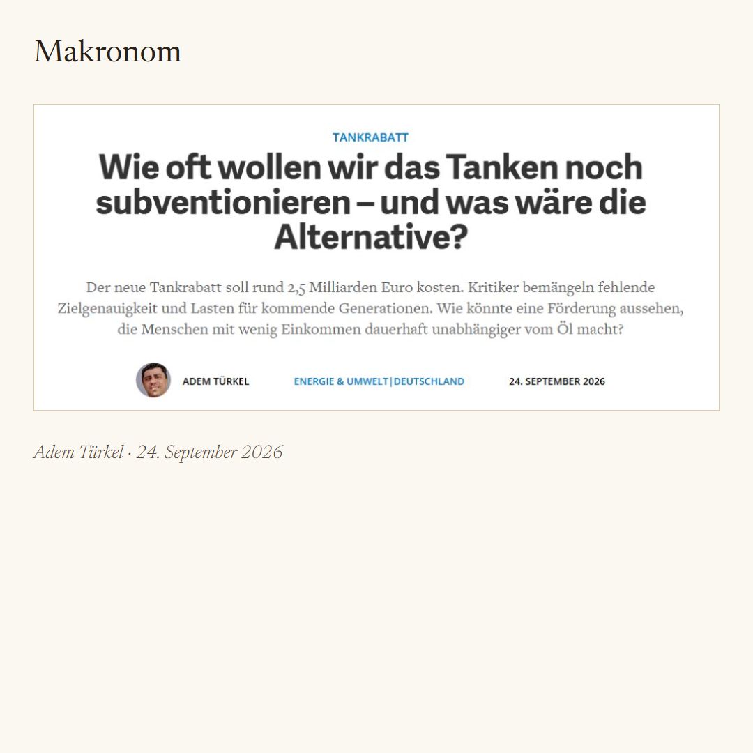 Makronom: Wie oft wollen wir das Tanken noch subventionieren – und was wäre die Alternative?
